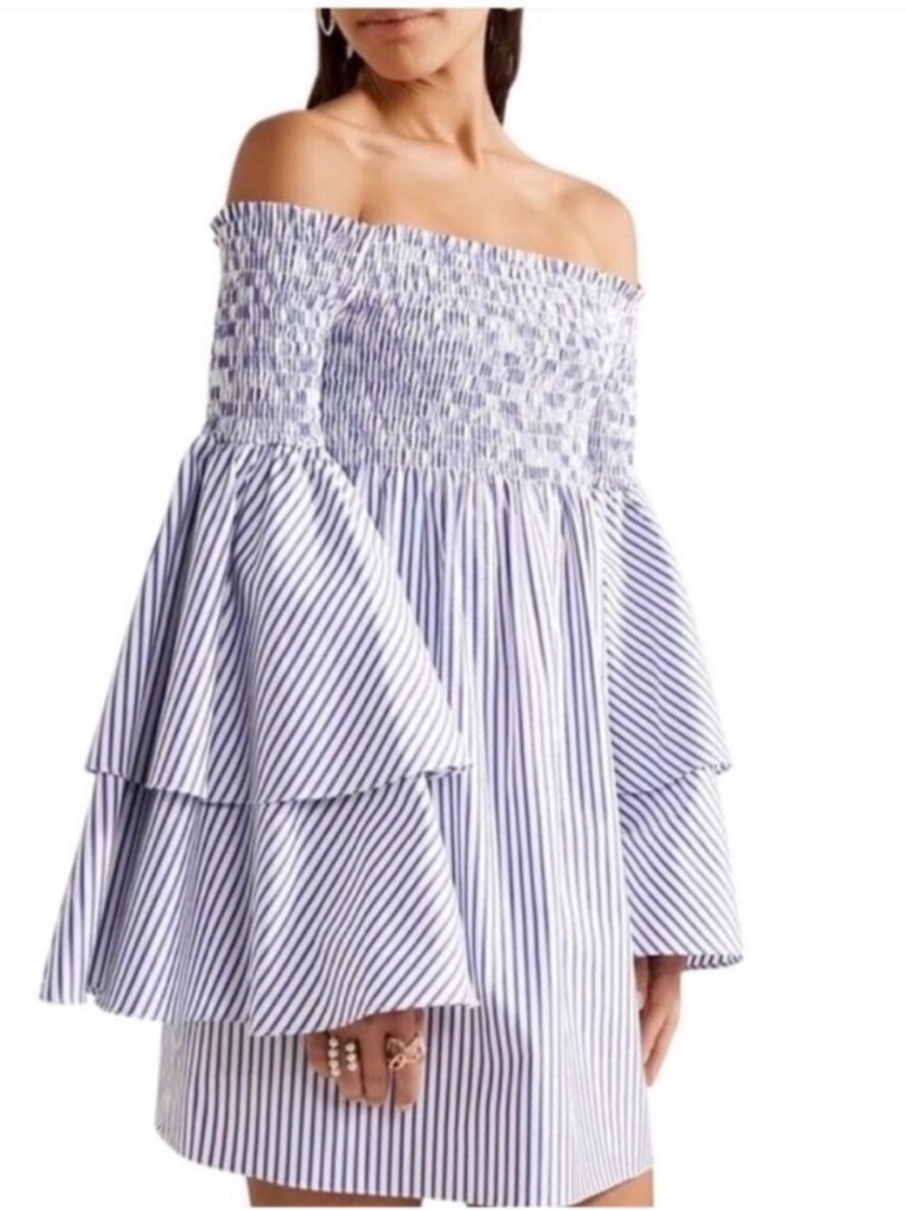 Caroline Constas Appolonia striped off-the-shoulder dress size medium